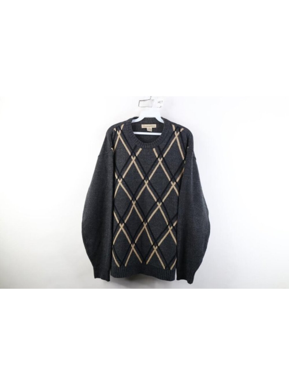 Vintage 90s Streetwear Mens Large Argyle Diamond Knit Golf Crewneck Sweater